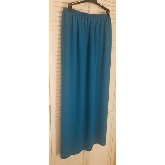 SOPRANO TURQUOISE DUAL SIDE SLIT CHIFFON SKIRT SZ L - Picture 3 of 5